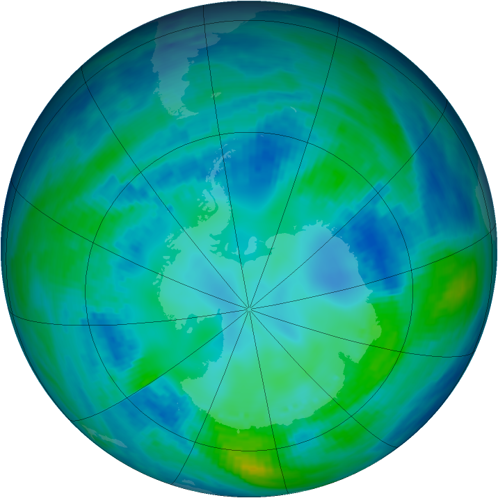 Antarctic ozone map for 30 April 1993